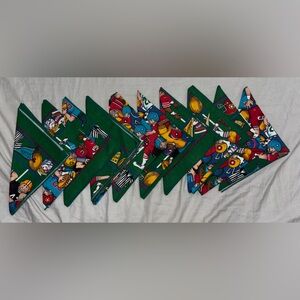 Green Football Field Cloth napkins + Vinyl Tablecloth Lot